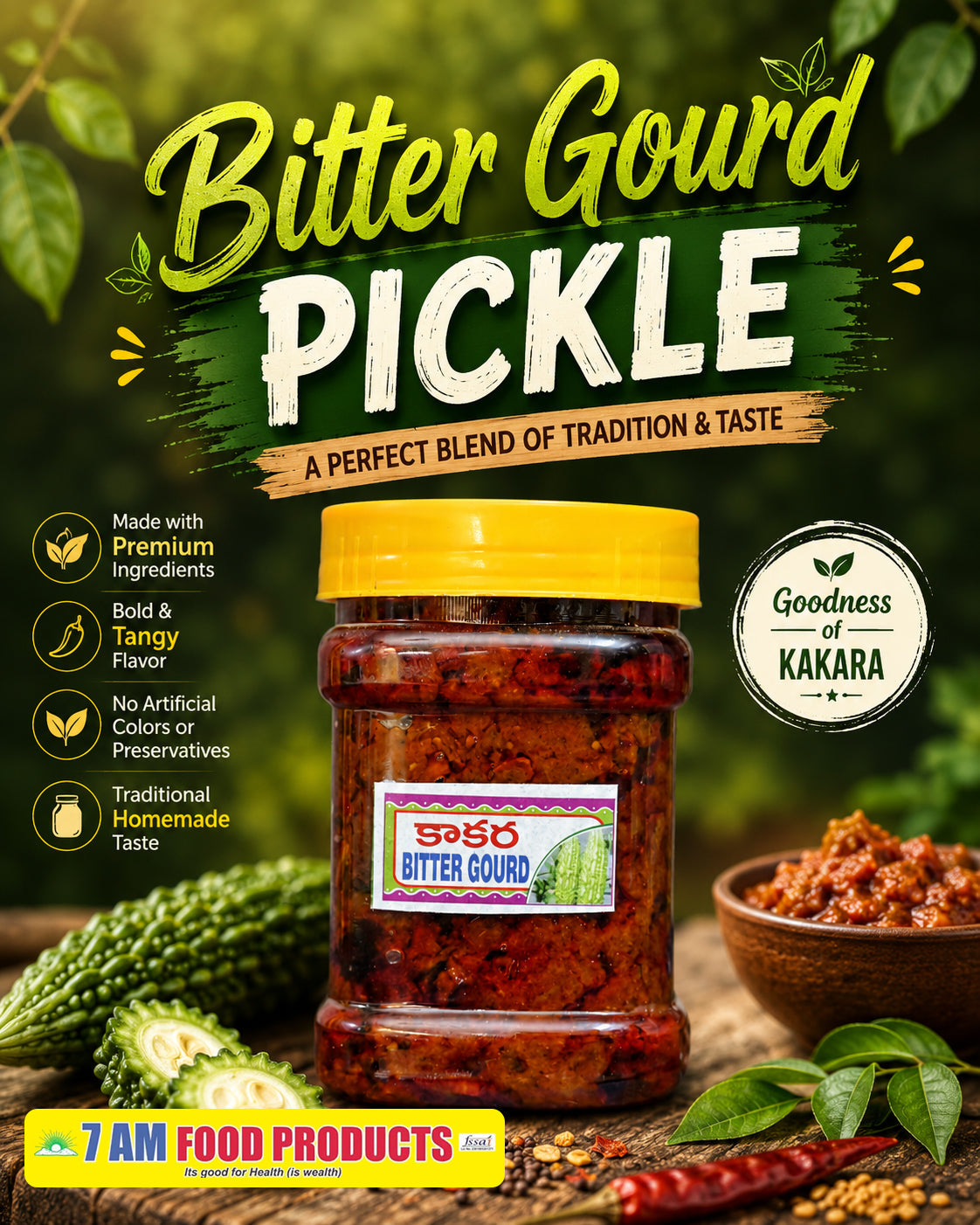 7 AM Food Products Kakarakaya Bitter Gourd Pickle